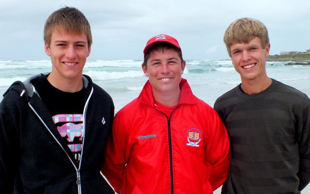Die drie helde, Marnus Coetzee, ArnÃ© Broodryk en Wessel van Hansen.
